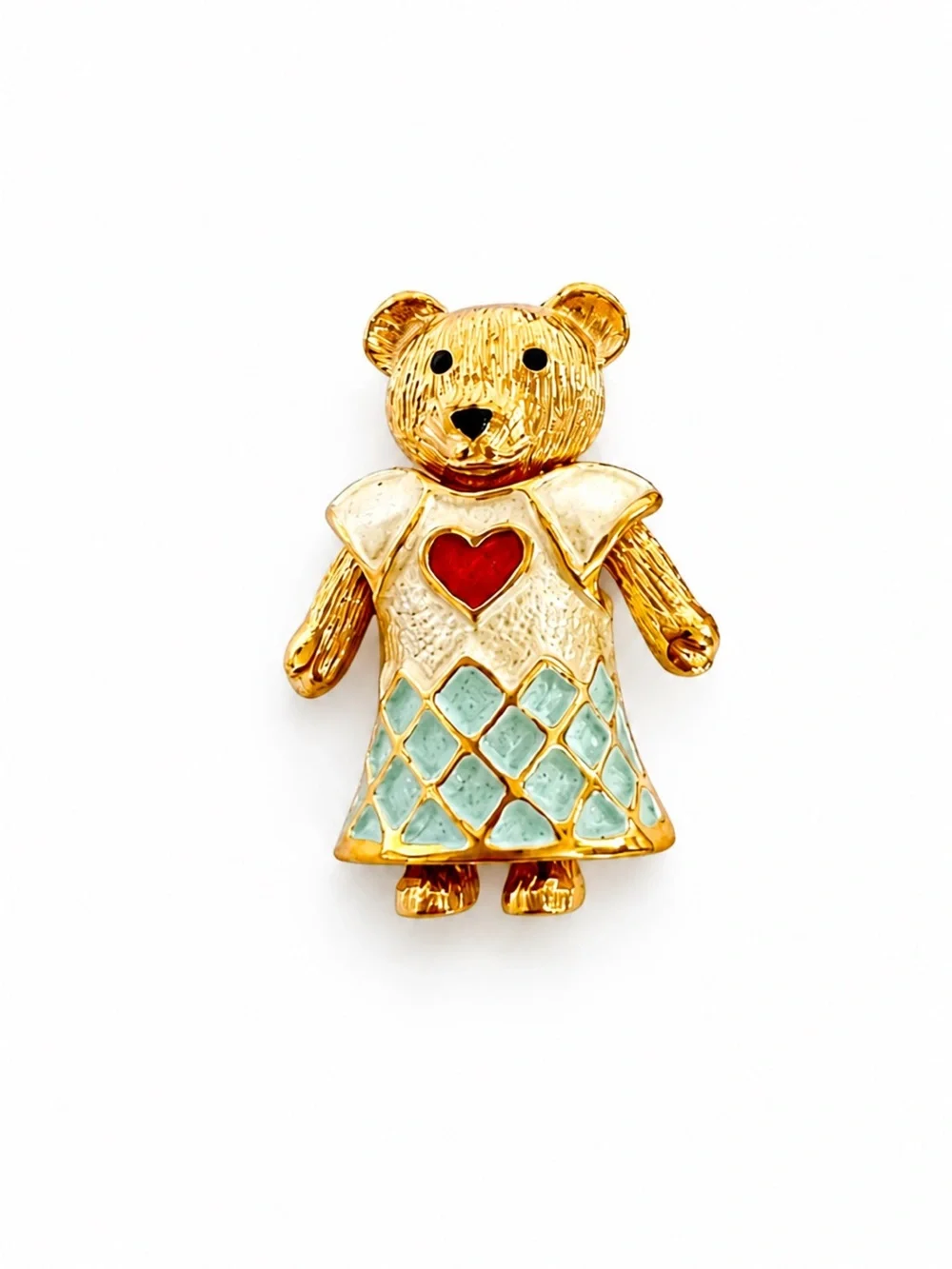 Vintage NOS Interchangeable Teddy Bear Brooch with 5 Enamel Outfits